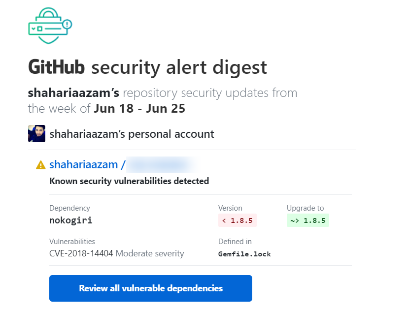 GitHub security alert
